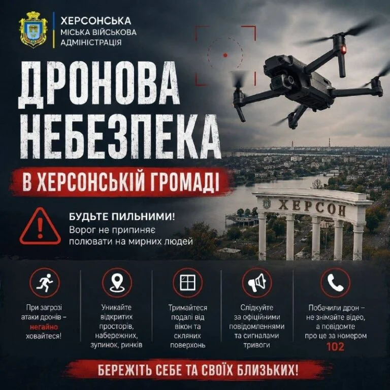 In Kherson, one person died as a result of drone attacks, and seven more were injured У Херсоні через дронові атаки загинула людина, ще семеро травмовані
